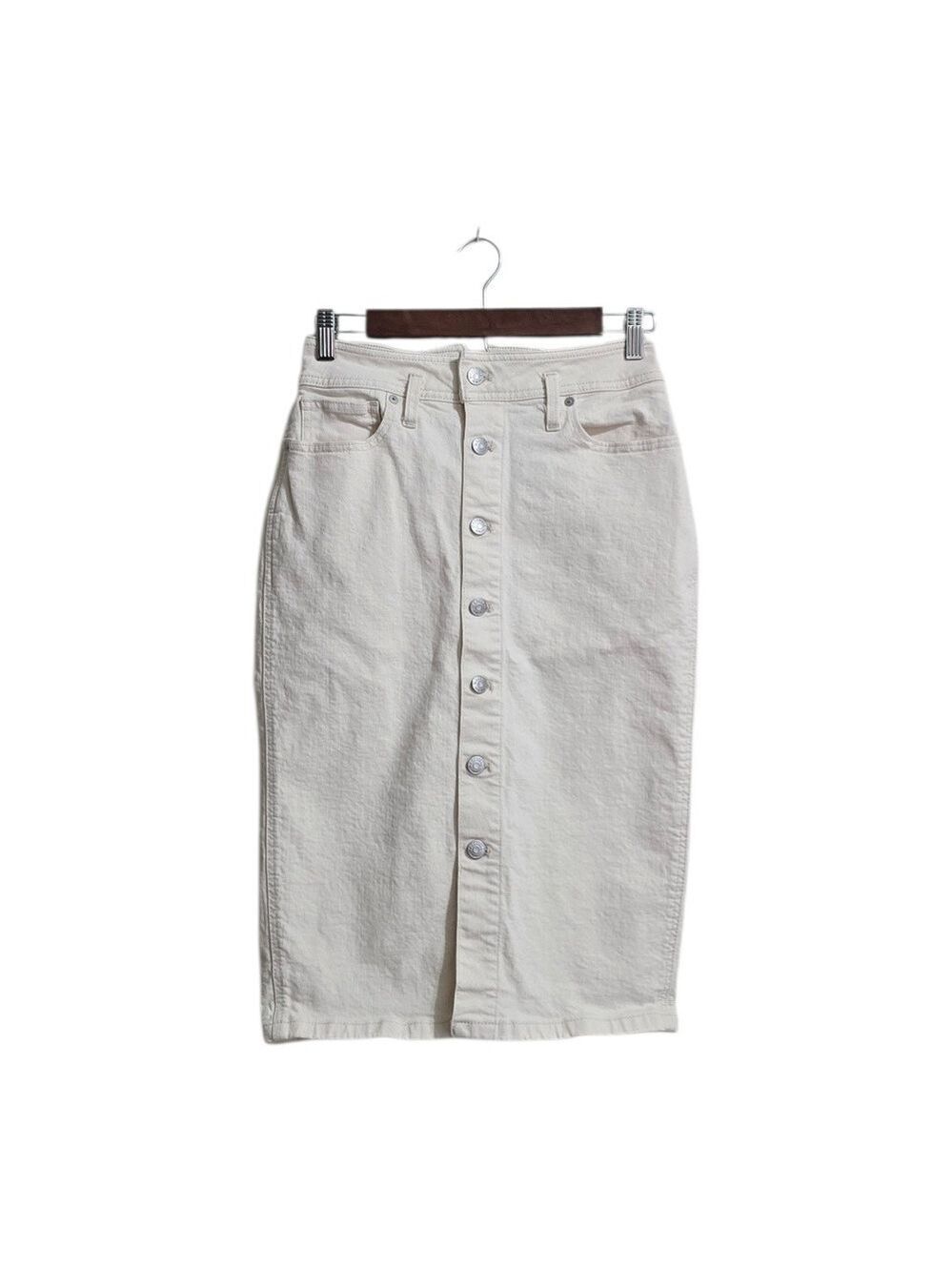 Madewell Denim High-Waist Midi Skirt in Vintage Canvas Wash Sz 26